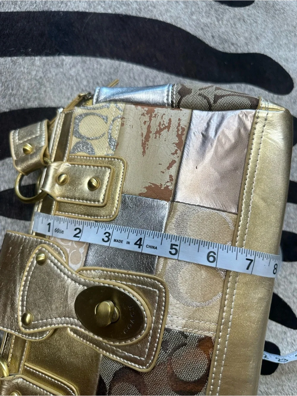 Vintage Coach Gold Patchwork Shoulder Bag